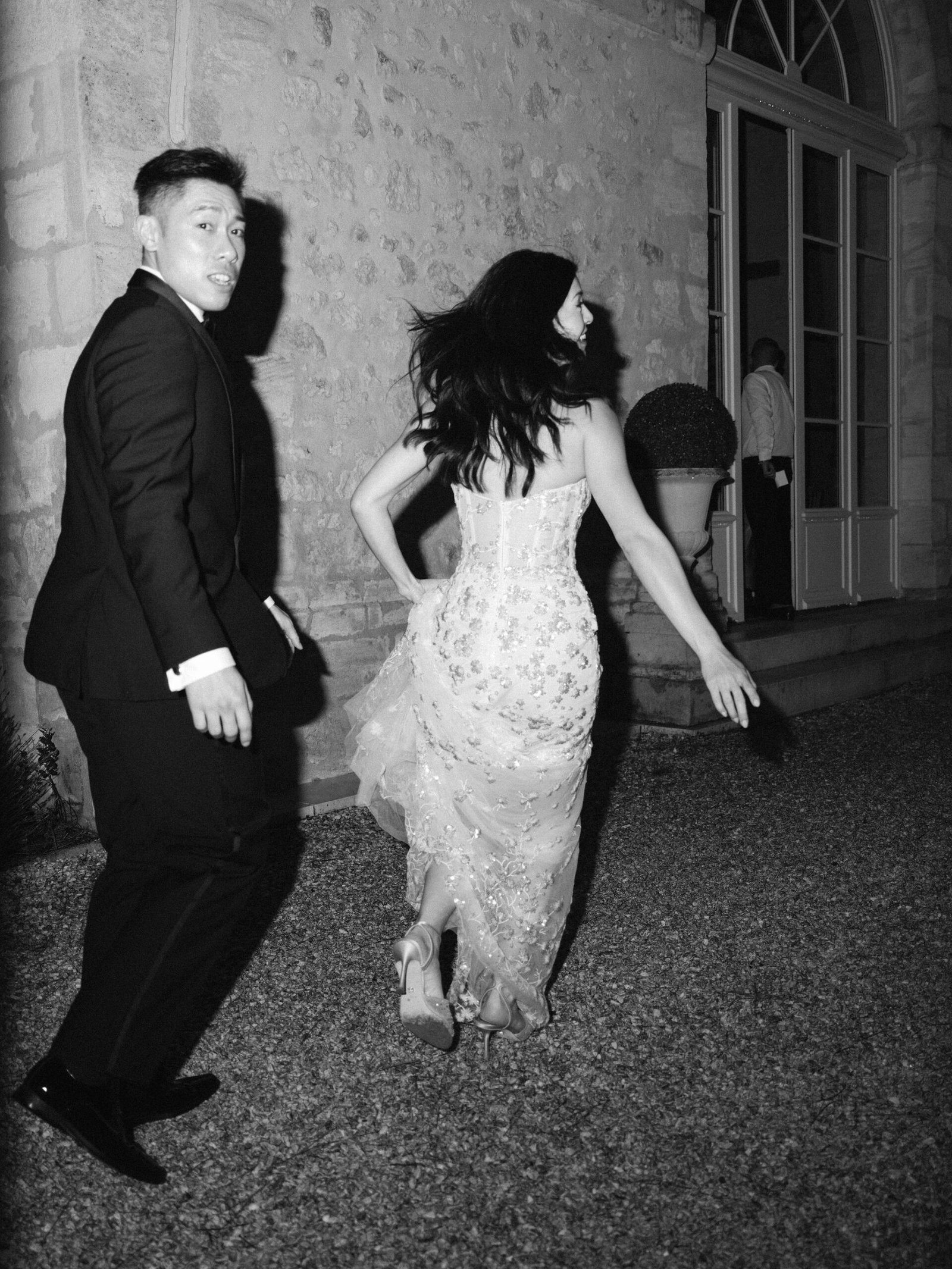 Chateau Gassies Reception Couple Dancing Lace Gown Candid Movement