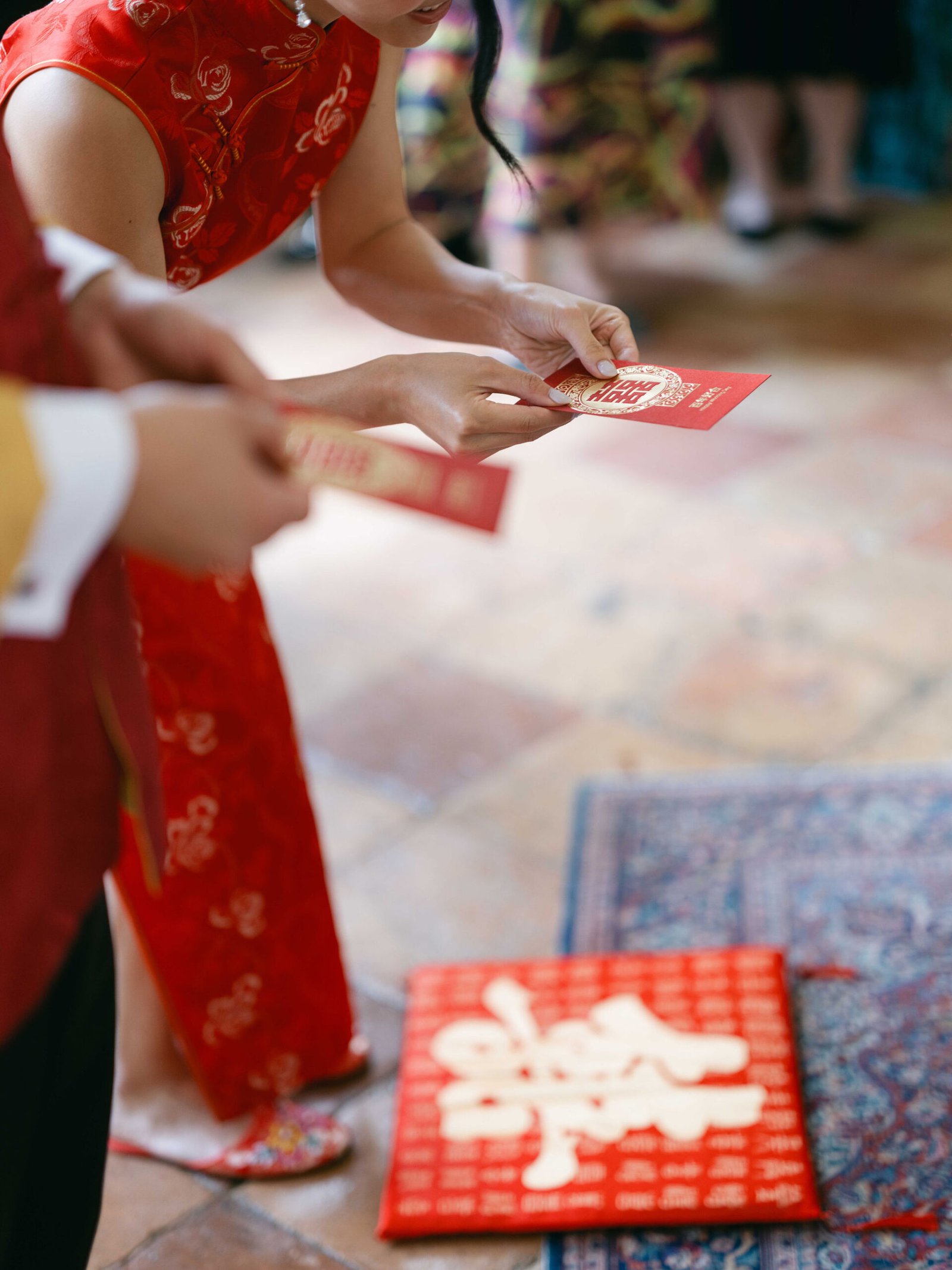 Chateau Gassies Tea Ceremony Bride Red Qipao Traditional Ritual Warm Light