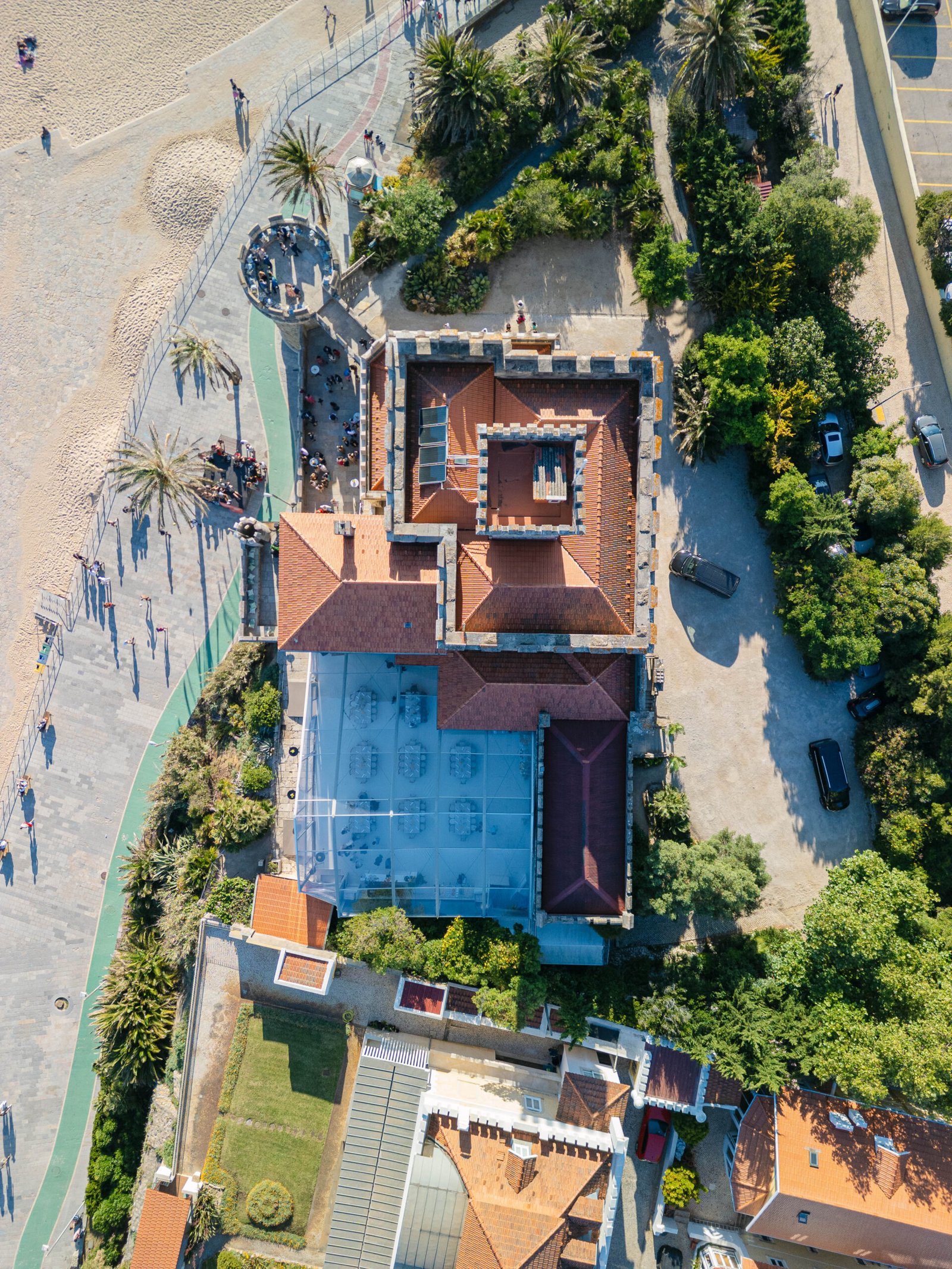 Aerial view of terracotta rooftops in Lisbon at blue hour, the setting of an Indian destination wedding