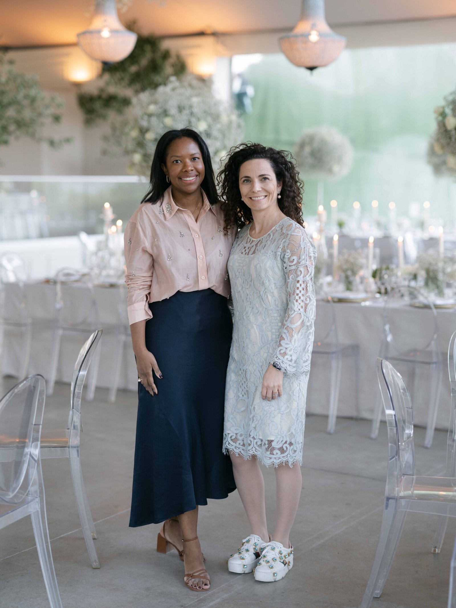 The Wedding Wonderland planning team under the tented marquee at a Lisbon wedding reception